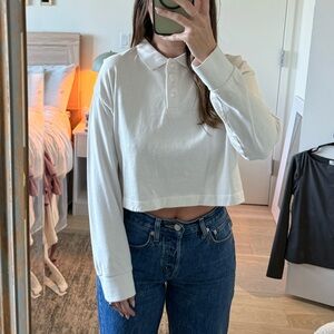 White long sleeved cropped Zara polo